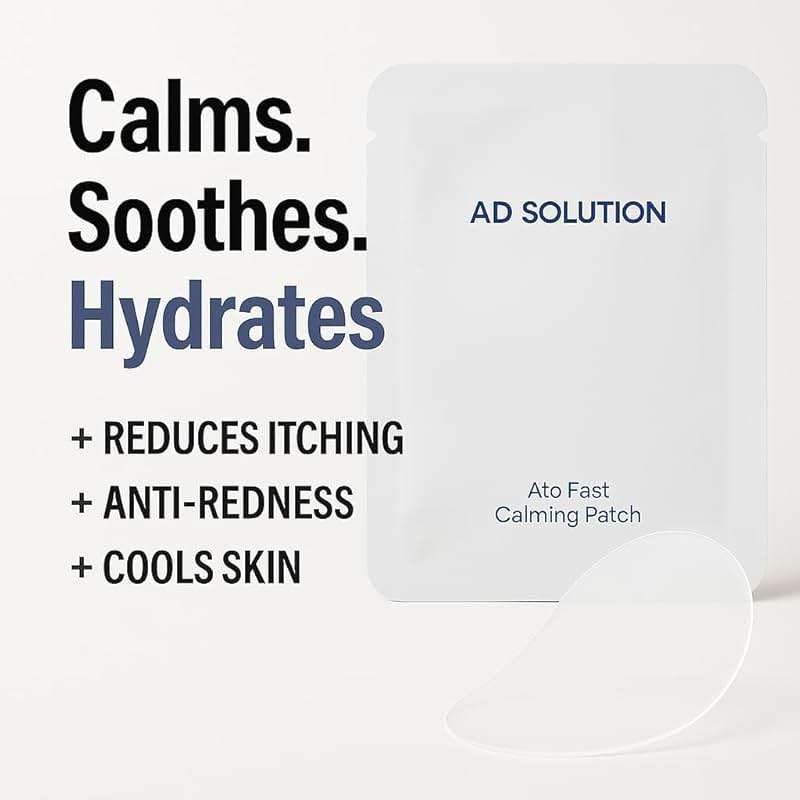 AD SOLUTION Ato Fast Calming Patch for Skin Redness, Itching & Flare-Ups – Soothing Hydrogel for Sensitive Skin with Cica & Panthenol – 10 Pairs - Image 3