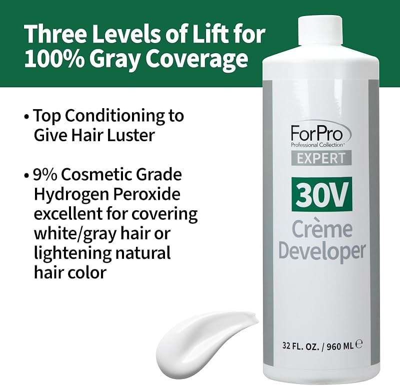 ForPro Expert 30 Volume Crème Developer, 32 Fl Oz – for Hair Lightening, Gray Coverage & Color Deposit with Extra Lift - Image 4