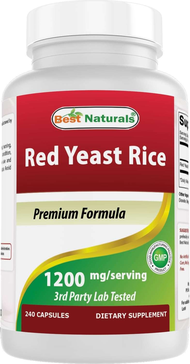 Best Naturals Red Yeast Rice 1200mg Per Serving 240 Capsules - Premium Formula - 3rd Party Lab Tested - Image 1