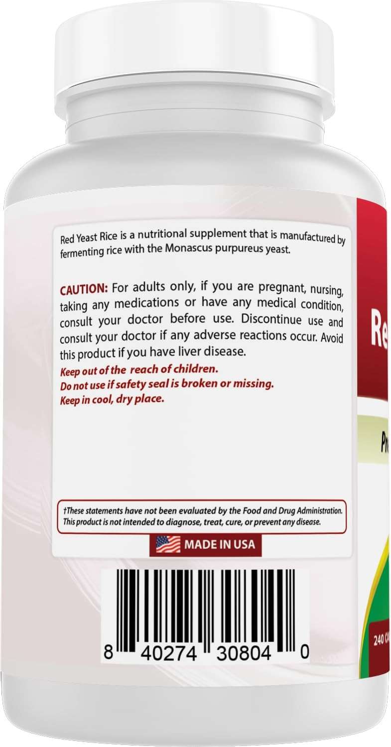 Best Naturals Red Yeast Rice 1200mg Per Serving 240 Capsules - Premium Formula - 3rd Party Lab Tested - Image 7