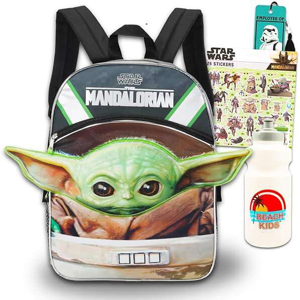 STAR WARS Mandalorian School Supplies Set Baby Yoda School Bundle - Large 16" Baby Yoda Shaped Ears Backpack with Stickers and More - Image 1
