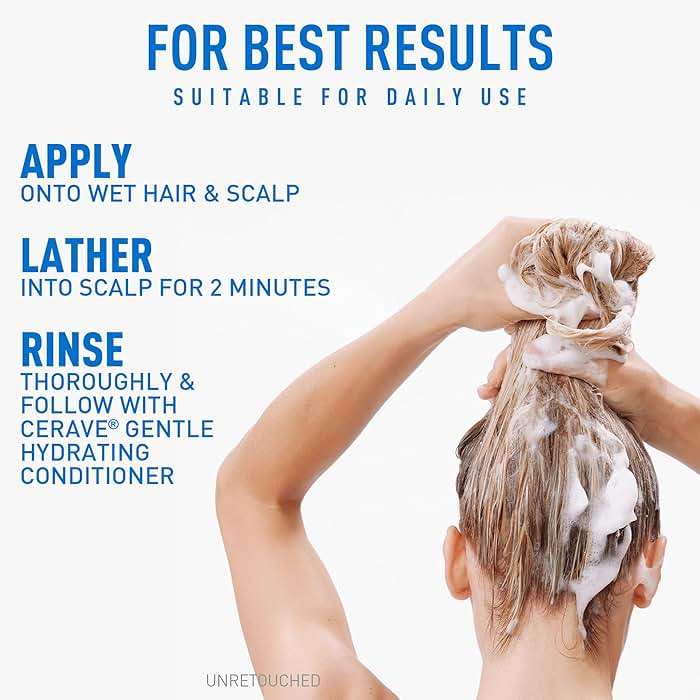 CeraVe Gentle Hydrating Shampoo, With Ceramides, Niacinamide & Hyaluronic Acid For Soft, Healthy Looking Hair & Scalp, Sulfate Free & Color Safe Shampoo, For All Hair Types, 12 Oz - Image 10