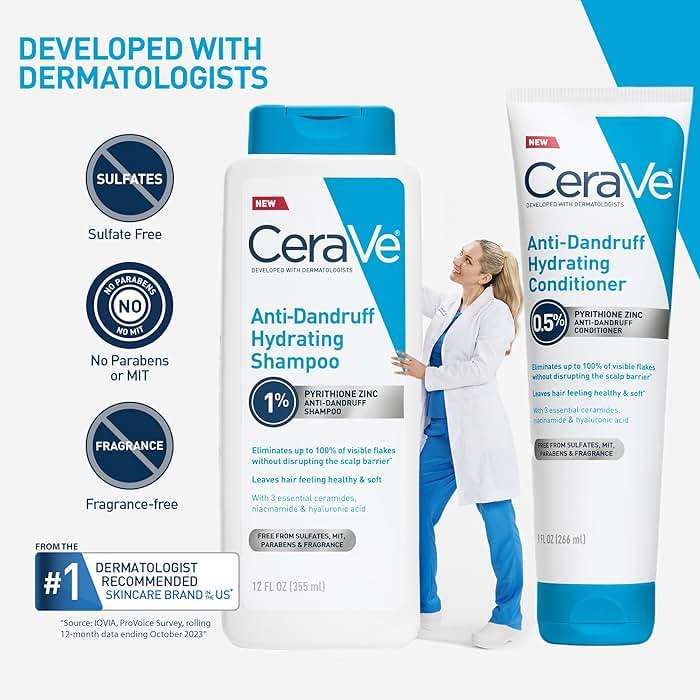 CeraVe Hydrating Anti Dandruff Shampoo, 1% Pyrithione Zinc Dandruff Treatment With Ceramides, Niacinamide & Hyaluronic Acid, Helps Eliminate Flakes & Provides Itchy Scalp Relief, Sulfate Free, 12 Oz - Image 6