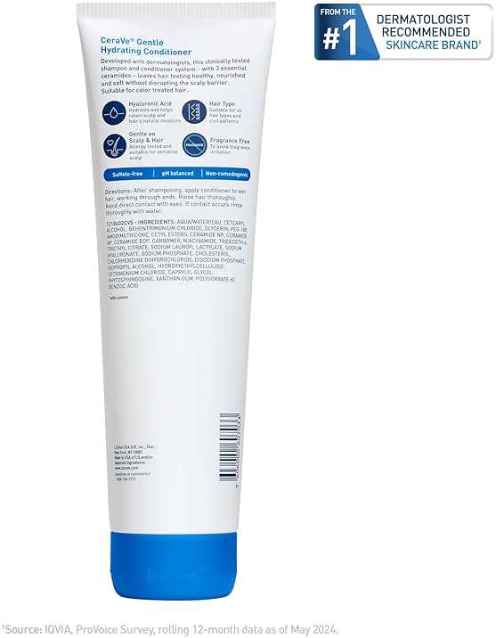 CeraVe Gentle Hydrating Conditioner, Hair Conditioner With Ceramides, Niacinamide & Hyaluronic Acid, Sulfate Free & Color Safe, Moisturizing Conditioner For All Hair & Scalp Types - Image 12