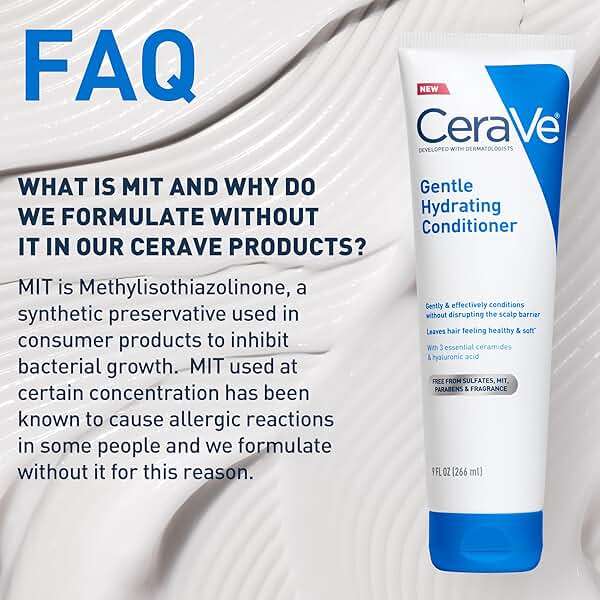 CeraVe Gentle Hydrating Conditioner, Hair Conditioner With Ceramides, Niacinamide & Hyaluronic Acid, Sulfate Free & Color Safe, Moisturizing Conditioner For All Hair & Scalp Types - Image 8