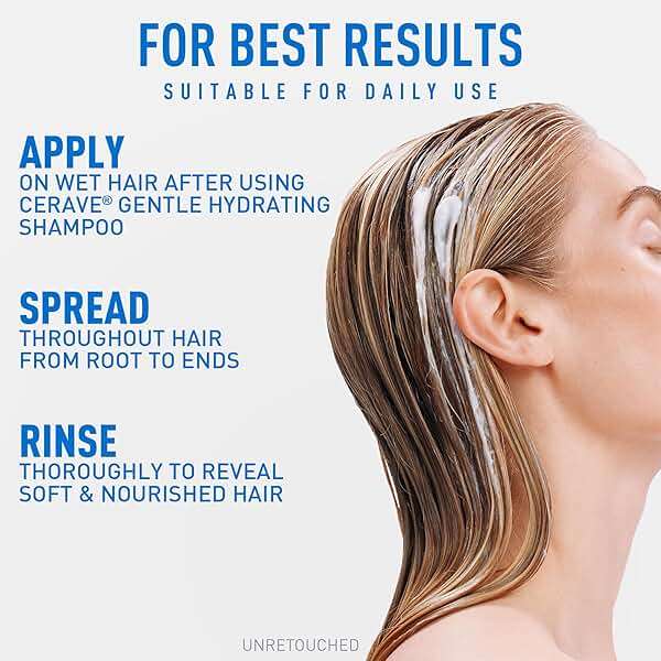 CeraVe Gentle Hydrating Conditioner, Hair Conditioner With Ceramides, Niacinamide & Hyaluronic Acid, Sulfate Free & Color Safe, Moisturizing Conditioner For All Hair & Scalp Types - Image 9