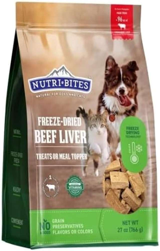 Tomo Wellness NutriBites Freeze Dried Liver Treats for Dogs & Cats - High-Protein Single Ingredient Freeze Dried Dog Treats, Beef Liver - Proudly Made in Canada - 27 OZ HIGH PROTIEN Natural Grain - Image 1