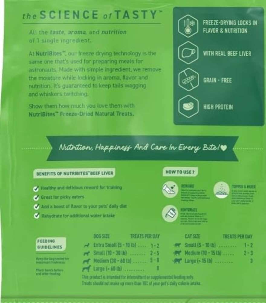 Tomo Wellness NutriBites Freeze Dried Liver Treats for Dogs & Cats - High-Protein Single Ingredient Freeze Dried Dog Treats, Beef Liver - Proudly Made in Canada - 27 OZ HIGH PROTIEN Natural Grain - Image 2