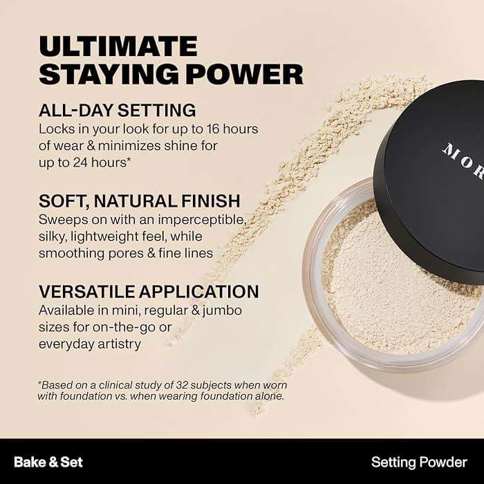 Morphe Mini Bake & Set Translucent Setting Powder - Lightweight, Talc-Free Finishing Powder for Face Makeup with a Soft, Natural Finish - Minimizes Shine for Up to 24HR - Translucent (0.09 oz) - Image 4