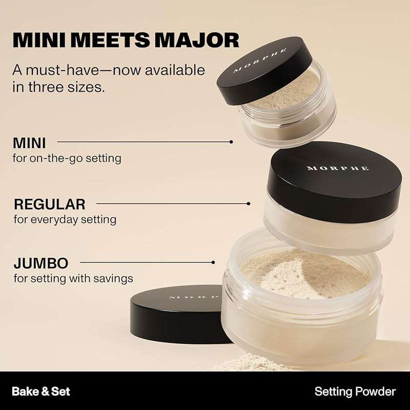 Morphe Mini Bake & Set Translucent Setting Powder - Lightweight, Talc-Free Finishing Powder for Face Makeup with a Soft, Natural Finish - Minimizes Shine for Up to 24HR - Translucent (0.09 oz) - Image 6