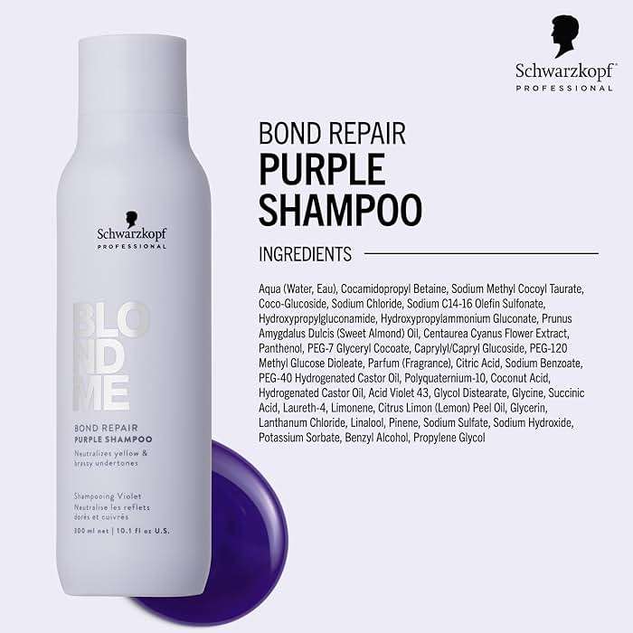 BlondMe Bond Repair Purple Shampoo for Blonde Hair | Neutralizes Yellow & Brassy Tones | Strengthens, Repairs, & Prevents Breakage | For Moisturized, Healthy-Looking Cool-Toned Blondes - Image 3