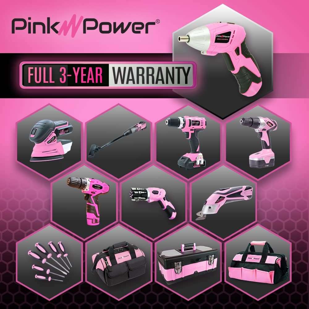 Pink Power 3.6 Volt Electric Screwdriver Cordless Rechargeable Screw Gun & Bit Set for Women - Cordless Screwdriver LED light, Battery Indicator and Pivoting Head - Small Power Screwdriver - Image 7