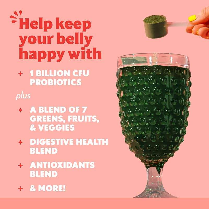 Amazing Grass Sweet Greens and Superfoods Powder for Digestive Health, Greens Powder, Digestive Enzymes, Probiotics, Spirulina, Chlorella, Peach Hibiscus, 30 Servings - Image 4