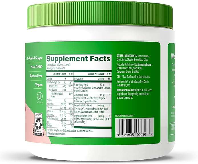 Amazing Grass Sweet Greens and Superfoods Powder for Digestive Health, Greens Powder, Digestive Enzymes, Probiotics, Spirulina, Chlorella, Peach Hibiscus, 30 Servings - Image 9