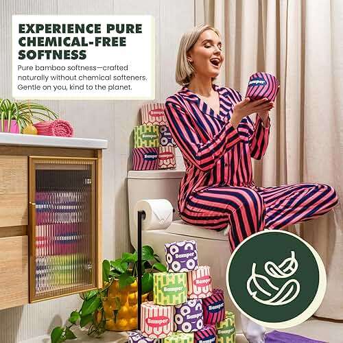 Bamboo Toilet Paper, 3-Ply & 380 Sheets, Soft & Strong Organic Bath Tissue, Chemical-Free & Hypoallergenic, Septic Safe, PFAS-Free, Tree-Free Bathroom Tissue (12 Extra-Large Rolls) - Image 4