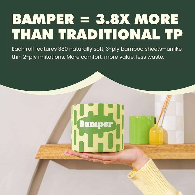 Bamboo Toilet Paper, 3-Ply & 380 Sheets, Soft & Strong Organic Bath Tissue, Chemical-Free & Hypoallergenic, Septic Safe, PFAS-Free, Tree-Free Bathroom Tissue (12 Extra-Large Rolls) - Image 5