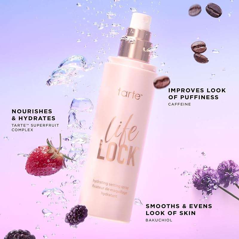 tarte Life Lock Hydrating Setting Spray – 10-in-1 Weightless Mist with Hyaluronic Acid to Hydrate & Lock Long-Lasting Makeup, Waterproof, Sweatproof & Transfer-Resistant, Vegan & Cruelty Free - Image 5