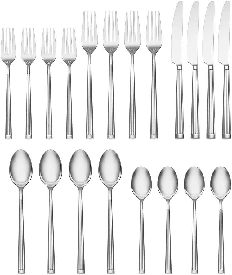 Oneida Silverware Set, Robyn 20-Piece Flatware Set, Service For 4, 18/0 Stainless Steel, Dishwasher Safe, Kitchen Cutlery Sets, Kitchen Utensils Sets, Knives Spoons And Forks, Home (Silver, 20 Pieces) - Image 2