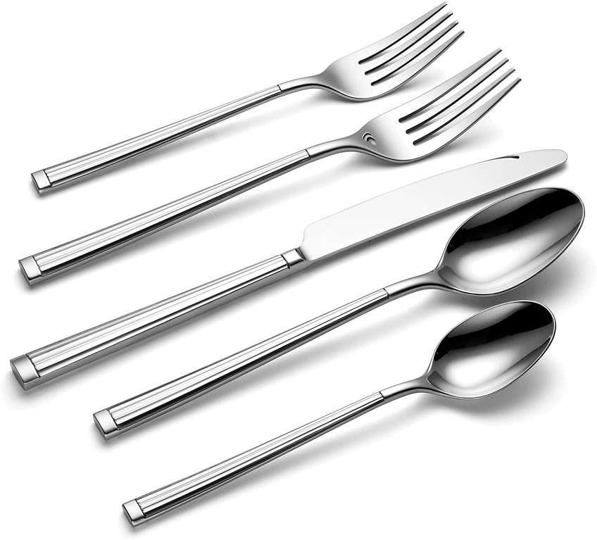 Oneida Silverware Set, Robyn 20-Piece Flatware Set, Service For 4, 18/0 Stainless Steel, Dishwasher Safe, Kitchen Cutlery Sets, Kitchen Utensils Sets, Knives Spoons And Forks, Home (Silver, 20 Pieces) - Image 3