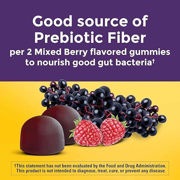 Nature Made Probiotic + Prebiotic Fiber Gummies for Daily Gut Health, Fiber Supplement, 50 Gummies - Image 3