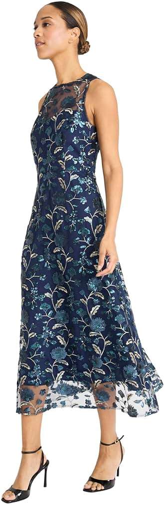 Maggy London Women's Women's Sleeveless High Neck Illusion Hem Lace A-line Formal Wedding Guest Dress - Image 2
