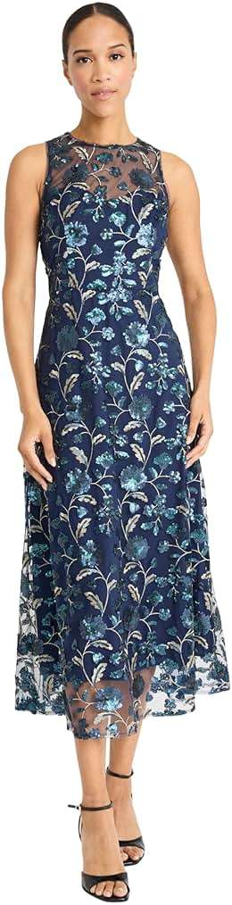 Maggy London Women's Women's Sleeveless High Neck Illusion Hem Lace A-line Formal Wedding Guest Dress - Image 4
