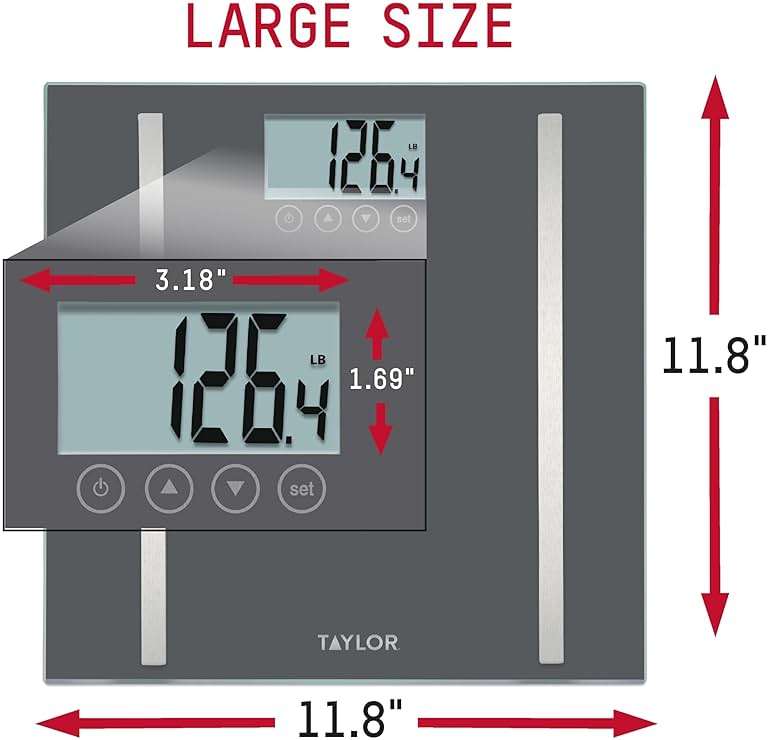 Taylor Digital Body Composition Scale, Bathroom Scale for Body Weight, Measures Body Fat, Body Water & Muscle Mass, 8 User Recognition, Normal & Athlete Modes, 400 lb Capacity, Black - Image 3
