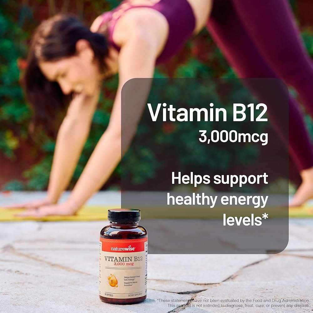 NatureWise Vitamin B12 3000 mcg - Extra Strength - Supplement for Supporting Energy Levels, Mental Clarity, Nervous System Health - Easy-to-Swallow, Soy and Gluten-Free, Non-GMO - 60 Softgels - Image 2