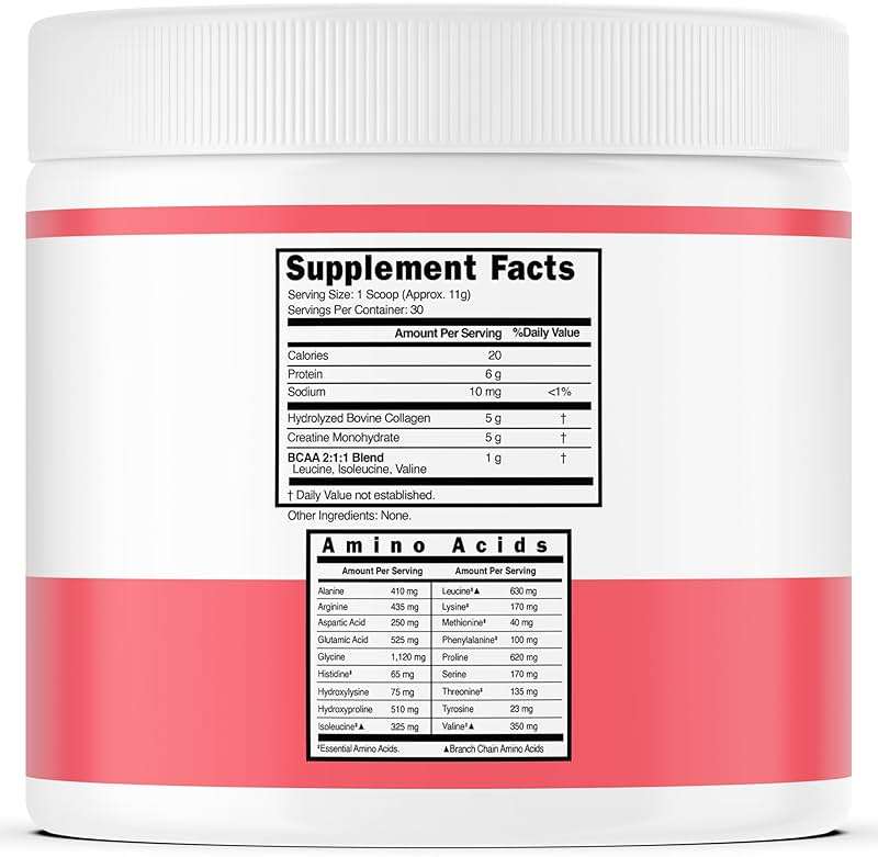 Creatine for Women | Creatine Monohydrate Powder 5G + 5000mg Collagen + 1000mg BCAA 2:1:1 Powder (30 Serving) Support Glutes, Lean Muscles, Recovery, Energy & Stamina Non-GMO, Gluten Free - USA Made - Image 2