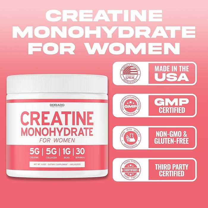 Creatine for Women | Creatine Monohydrate Powder 5G + 5000mg Collagen + 1000mg BCAA 2:1:1 Powder (30 Serving) Support Glutes, Lean Muscles, Recovery, Energy & Stamina Non-GMO, Gluten Free - USA Made - Image 5