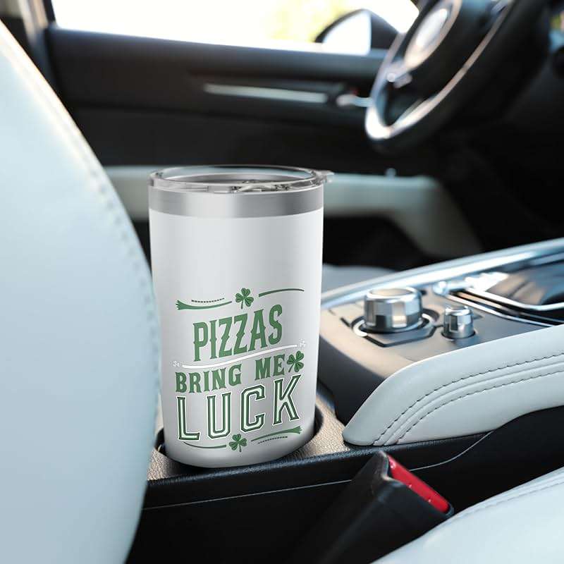 Pizzas Bring Me Luck St Patricks Day Shenanigans Stainless Steel Insulated Tumbler - Image 2