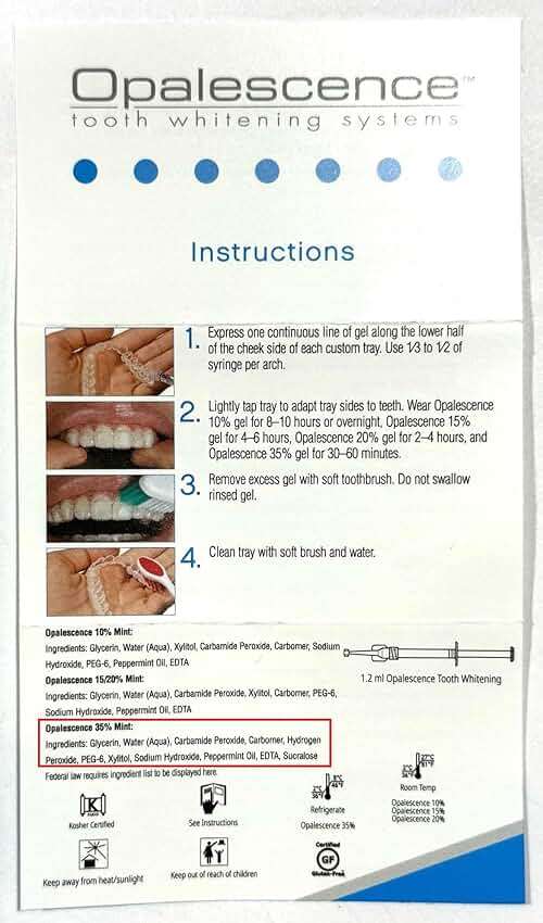 Opalescence 35% CP Mint - Gel Syringes Teeth Whitening - Refill Kit (4 Syringes) Carbamide Peroxide Gel. Made by Ultradent. Tooth Whitening Refill Syringes with Toothbrush. 5197-2tb - Image 9