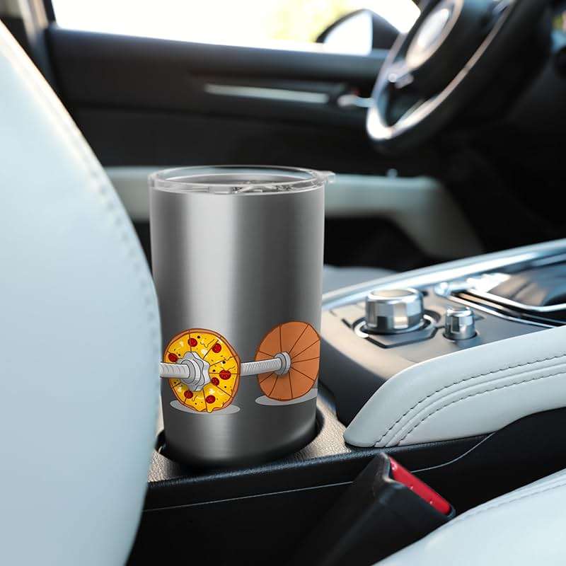 Bodybuilding Dumbbell for Pizza Lovers Stainless Steel Insulated Tumbler - Image 2