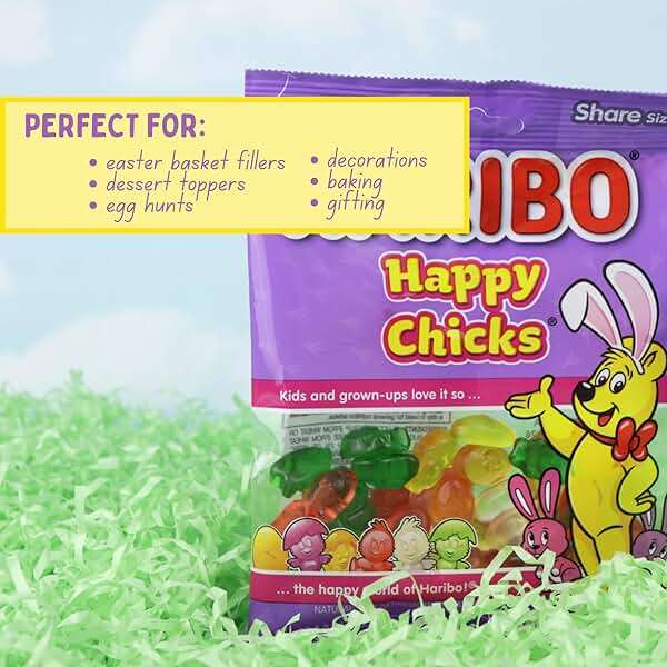 Haribo Easter Happy Chick Gummies, Spring Themed Gummy Candy, Shareable Bags, Fruit Flavored, 4 Ounces (Pack of 3) - Image 4