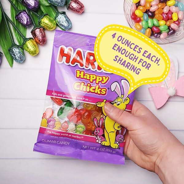 Haribo Easter Happy Chick Gummies, Spring Themed Gummy Candy, Shareable Bags, Fruit Flavored, 4 Ounces (Pack of 3) - Image 5