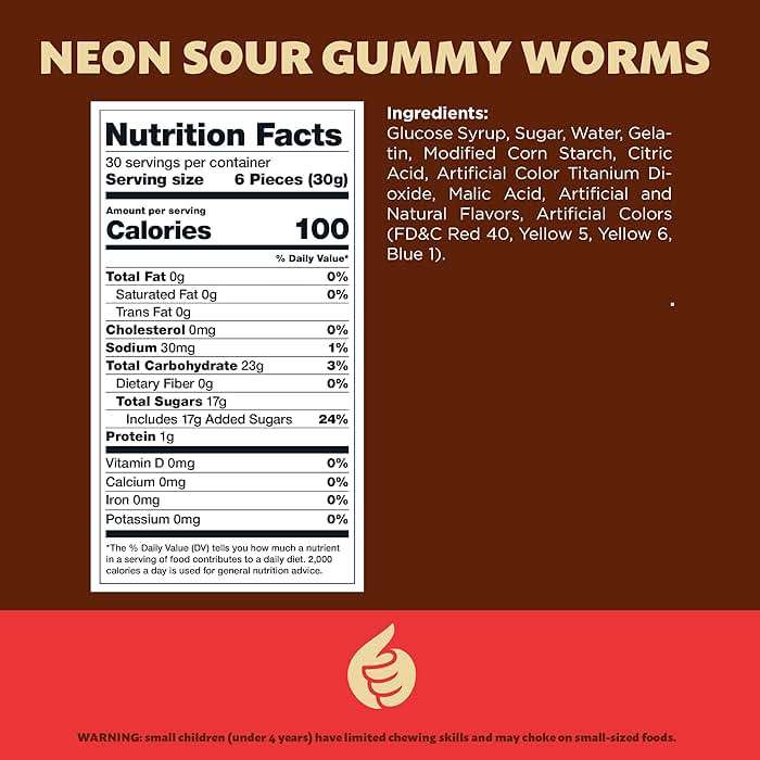Neon Sour Gummy Worms, Gummy Candy, 2 Lb Bag | Assorted Fruit Flavors, Movie Night Snack, Candy for Goodie Bags - Image 2