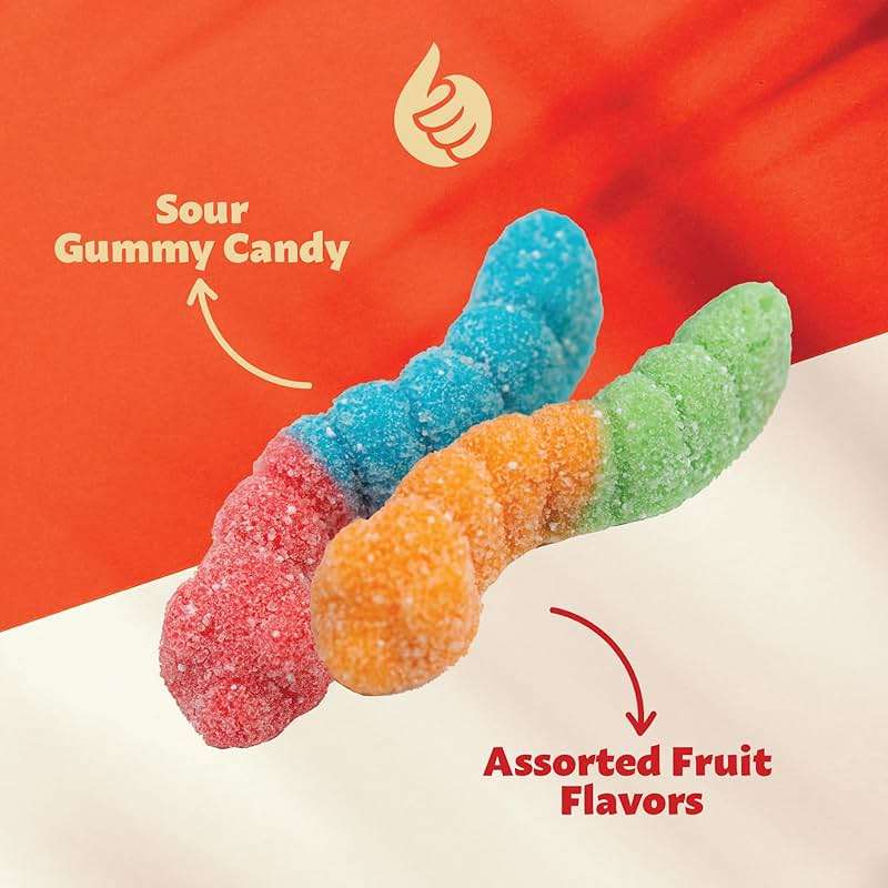 Neon Sour Gummy Worms, Gummy Candy, 2 Lb Bag | Assorted Fruit Flavors, Movie Night Snack, Candy for Goodie Bags - Image 3