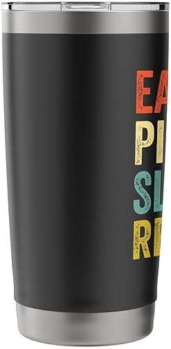 Eat Pizza Sleep Repeat Funny Vintage Retro Gag Novelty Stainless Steel Insulated Tumbler - Image 5