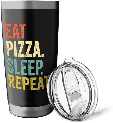 Eat Pizza Sleep Repeat Funny Vintage Retro Gag Novelty Stainless Steel Insulated Tumbler - Image 6
