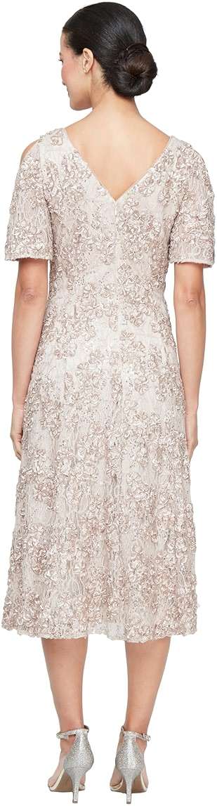 Alex Evenings Women's Midi Stretch Lace & Sequin Formal Dress, Wedding Guest, Mother of The Bride (Petite and Regular Sizes) - Image 2