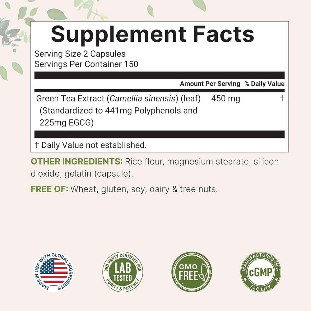 Micro Ingredients Extra Strength Green Tea Extract, 300 Capsules | 5 Month Supply | Maximum Potency Polyphenols Antioxidant Supplement for Skin, Energy, Brain & Heart Support* - Image 2
