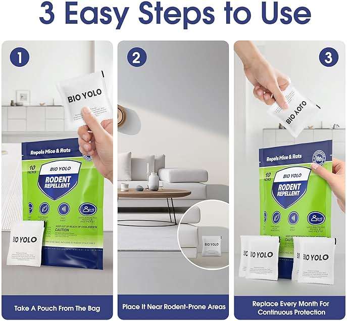 BIO YOLO Rodent Repellent Pouches – Peppermint Oil, Plant-Powered – Repels Mice, Rats & Squirrels, Mouse Repellent– Protects Indoor, Car, RV, Boat, Garage & Cabin – 10 Pouches - Image 4