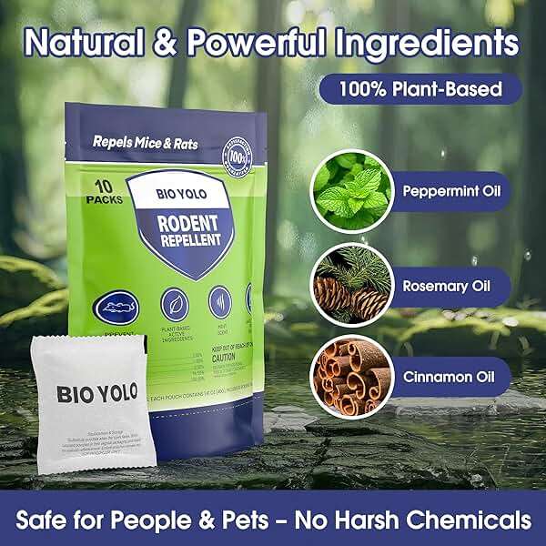 BIO YOLO Rodent Repellent Pouches – Peppermint Oil, Plant-Powered – Repels Mice, Rats & Squirrels, Mouse Repellent– Protects Indoor, Car, RV, Boat, Garage & Cabin – 10 Pouches - Image 5