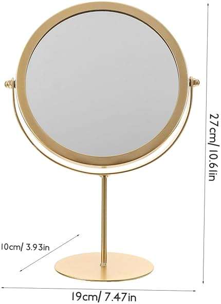 Cabilock Decorative Makeup Mirror Gold Magnifying Desk Mirror Sturdy Home Table - Image 3