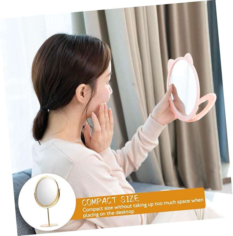 Cabilock Decorative Makeup Mirror Gold Magnifying Desk Mirror Sturdy Home Table - Image 6