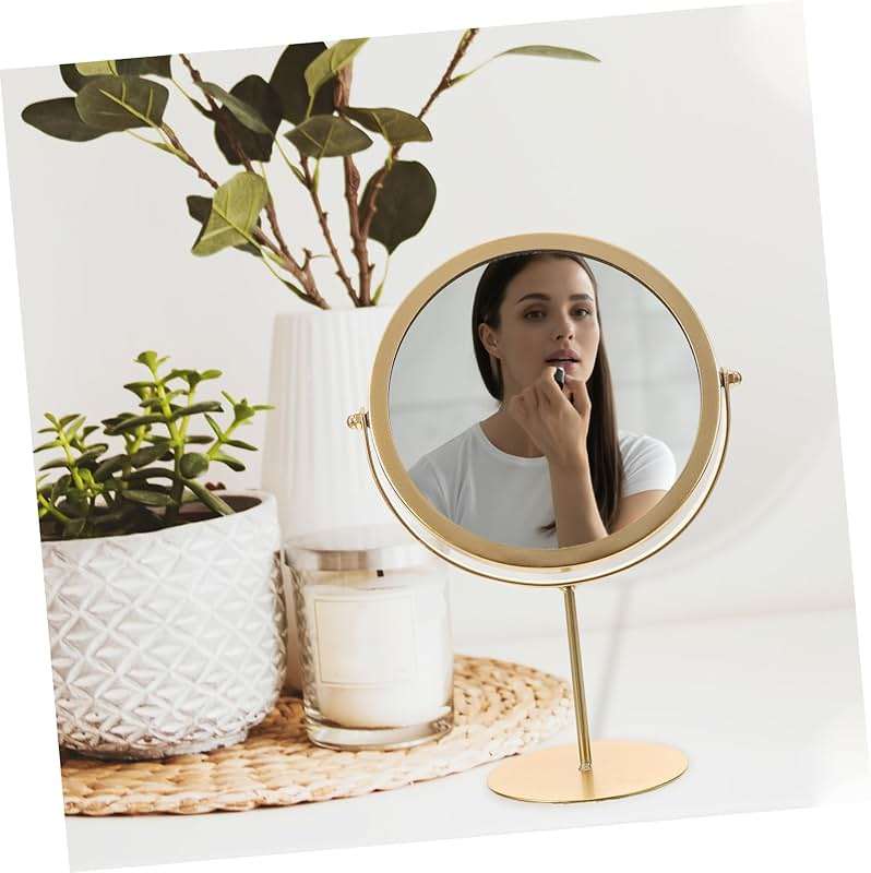 Cabilock Decorative Makeup Mirror Gold Magnifying Desk Mirror Sturdy Home Table - Image 9