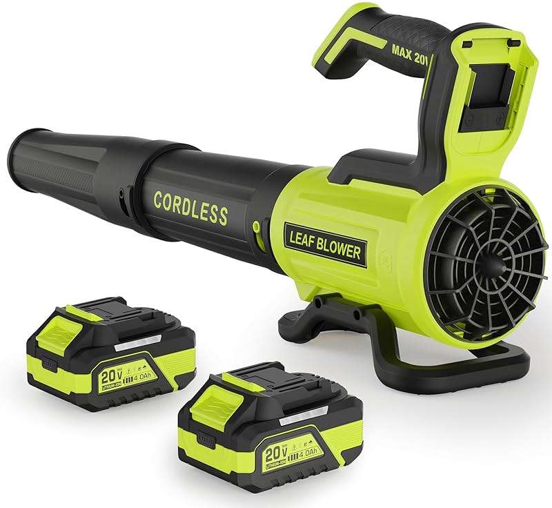 Leaf Blower Cordless with 2× 4.0Ah Batteries and Charger, 560CFM & 180MPH Lightweight Leaf Blower, 2 Speed Electronic Control, 20V Electric Blower for Driveway, Lawn & Yard Care - Image 1