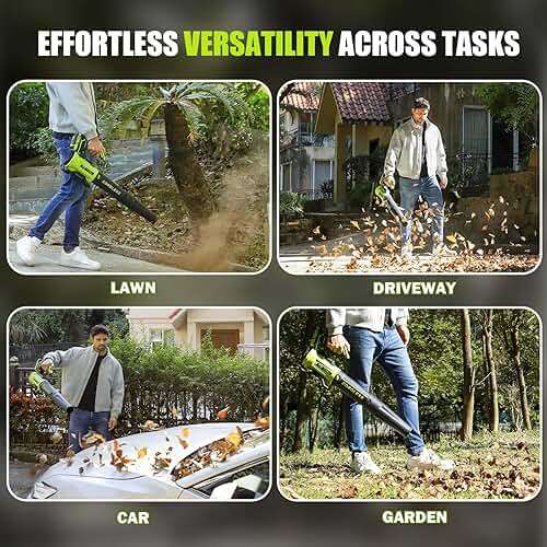 Leaf Blower Cordless with 2× 4.0Ah Batteries and Charger, 560CFM & 180MPH Lightweight Leaf Blower, 2 Speed Electronic Control, 20V Electric Blower for Driveway, Lawn & Yard Care - Image 6