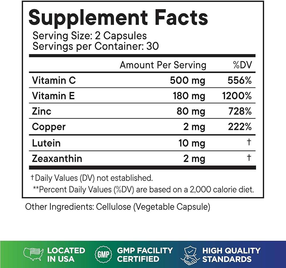 AREDS 2 Eye Vitamin & Mineral Supplement, Contains Lutein, Vitamin C, Zeaxanthin, Zinc & Vitamin E, with Added Copper - 60 Count - Image 3