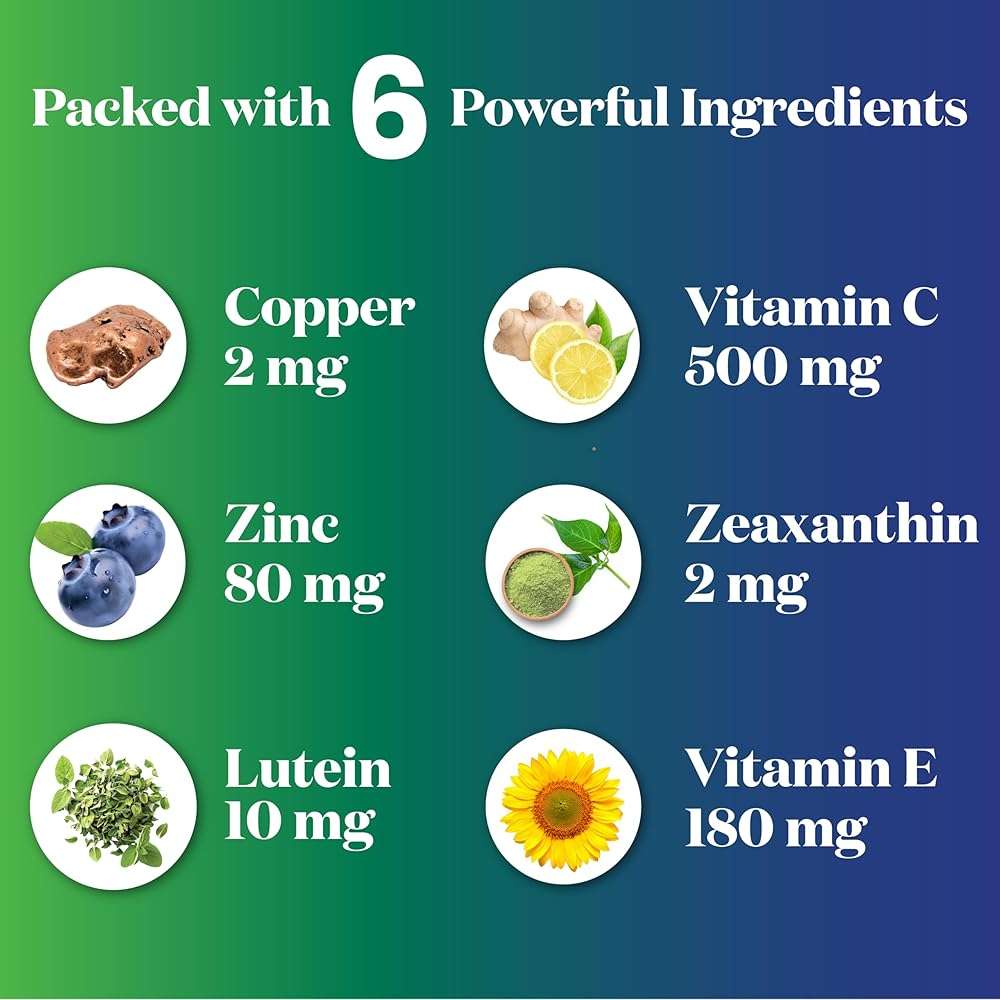 AREDS 2 Eye Vitamin & Mineral Supplement, Contains Lutein, Vitamin C, Zeaxanthin, Zinc & Vitamin E, with Added Copper - 60 Count - Image 5